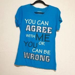 Mix & Co Womens Shirt Large You can Agree or be Wrong Cotton Blue